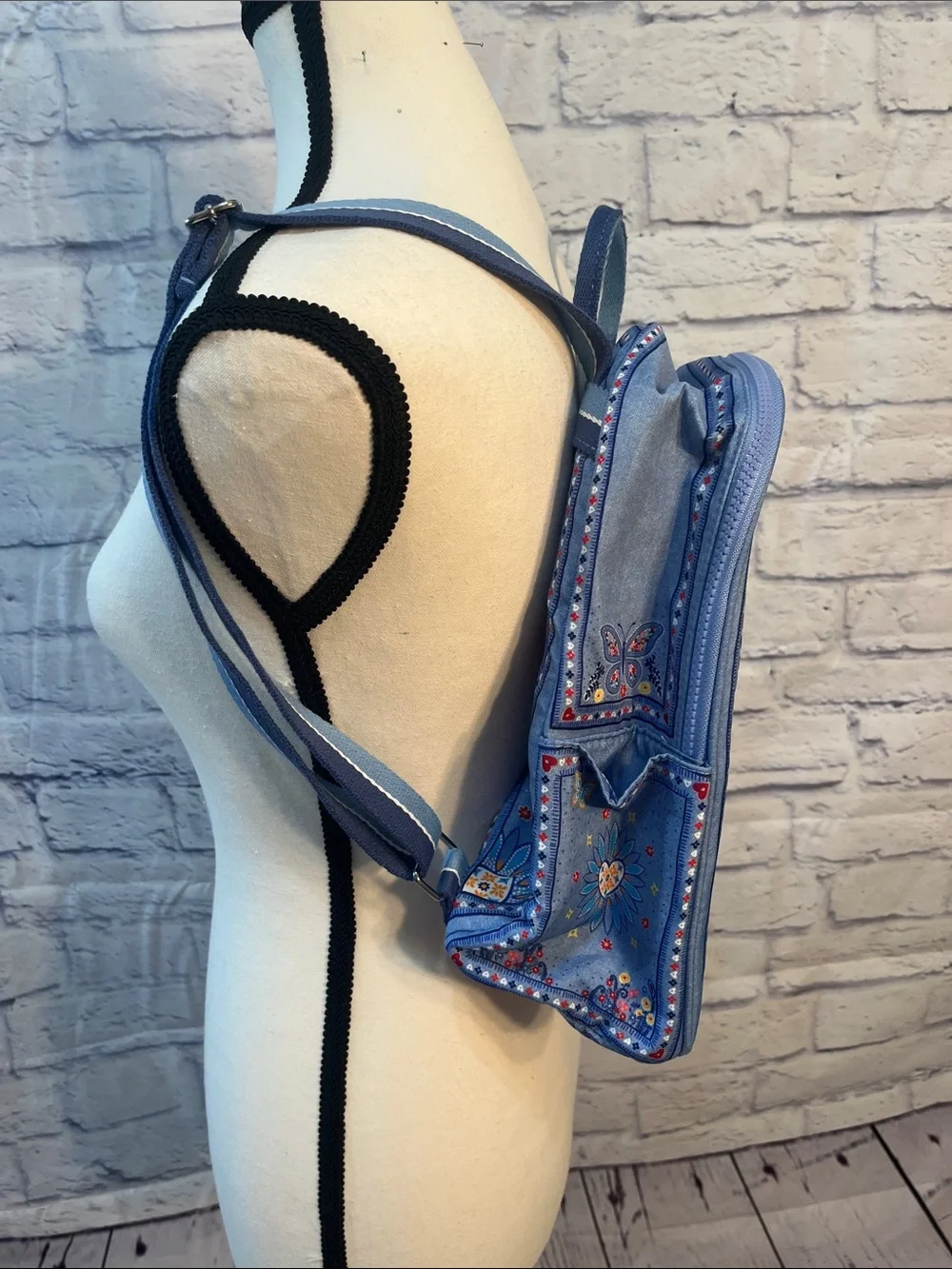 Brighton Bandana Love Backpack NWT Blue Denim Look Paisley